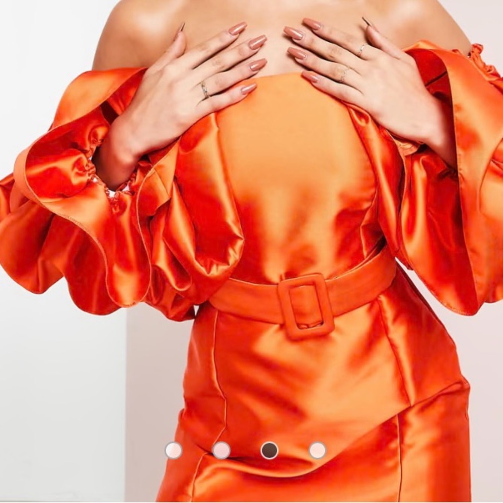 ASOS Orange Off-Shoulder Mini Dress